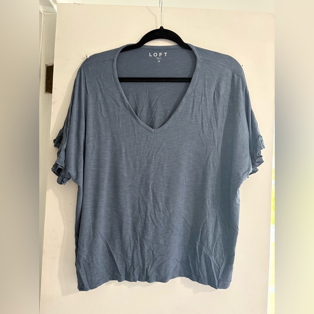 LOFT Women's Slate Blue Short Sleeve Top